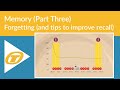 Memory (Part Three) - Forgetting and tips to improve recall