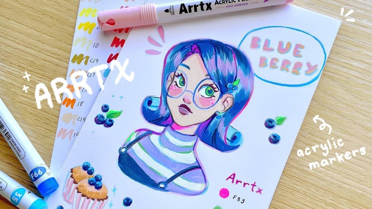 first time using acrylic markers! 🫐🌱 ft. Arrtx - YouTube