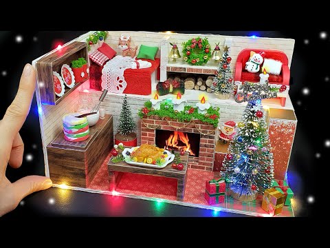 DIY Miniature Christmas CardBoard House # - Build Amazing  Christmas House｜Christmas tree , Turkey ~