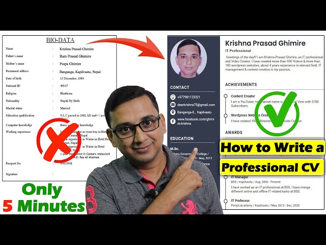 How to Create a Professional CV | How to Make Professional Bio-Data/Resume | sajilocv.com class=