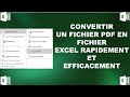 Convertir un fichier pdf en fichier Excel #Excel #Excel pour débutant