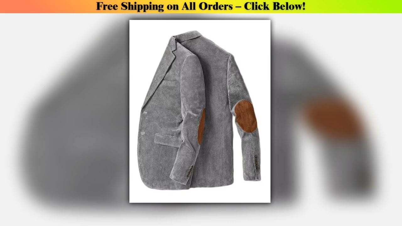 Men's Corduroy Blazer Business Casual Jacket with Elbow Patch Spring Fall Sport Coats Fashion