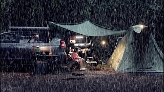 Rain forest camping in heavy rain and storm || TizTam Family Reserve QLD Australia || ASMR