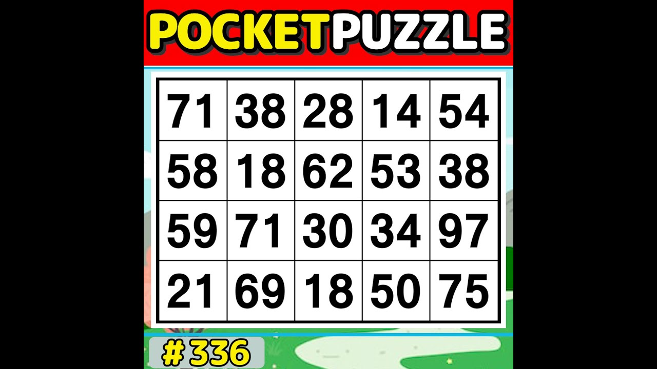 【Pocket Puzzle】 Activate your brain! 《Number Search|Brain training》 #336