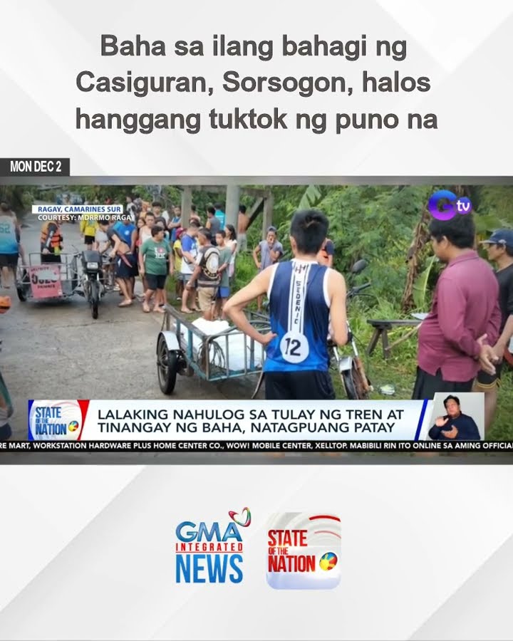 Baha sa ilang bahagi ng Casiguran, Sorsogon, halos hanggang tuktok ng puno na | SONA
