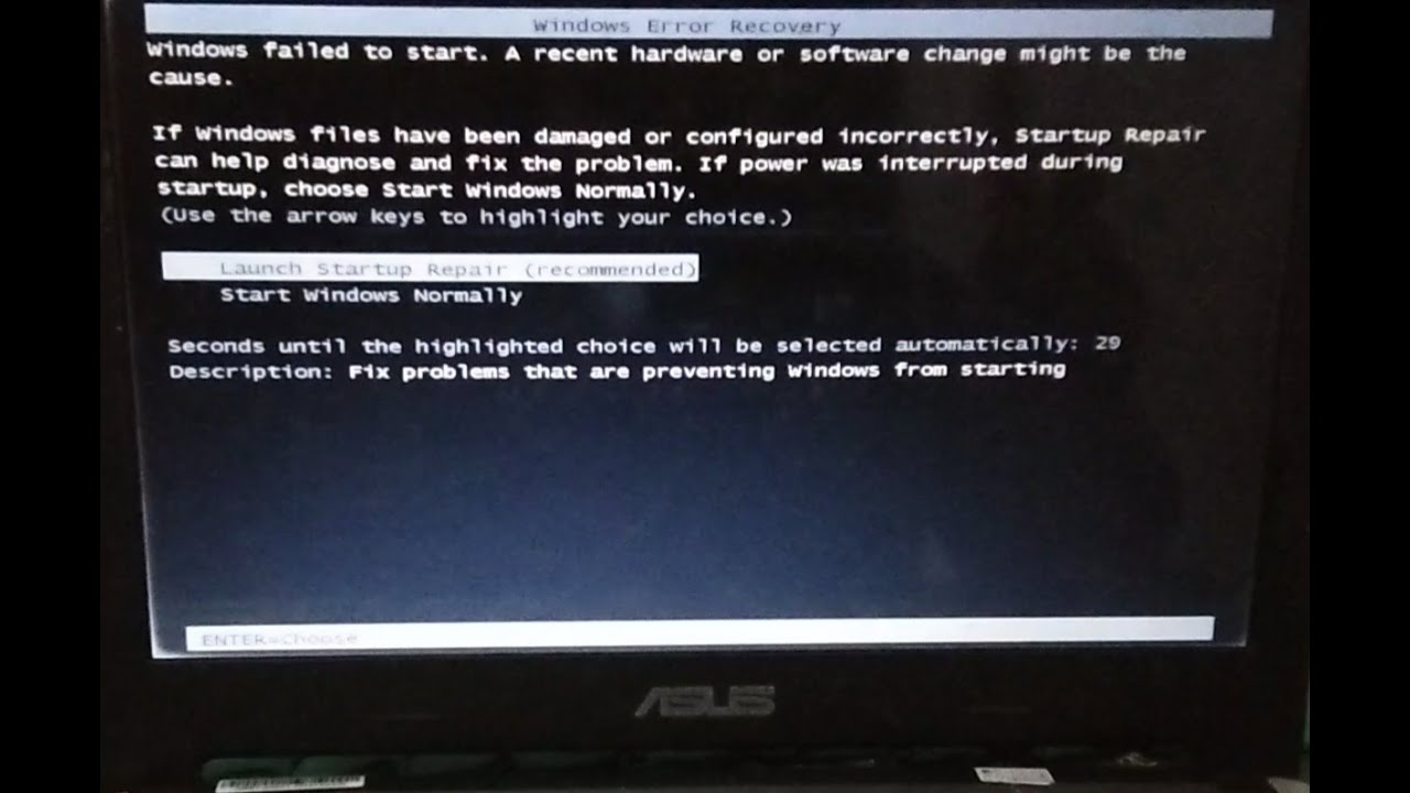Mengatasi Komputer Tidak Bisa Masuk Windows Windows Error Recovery Problem Starting Windows Youtube