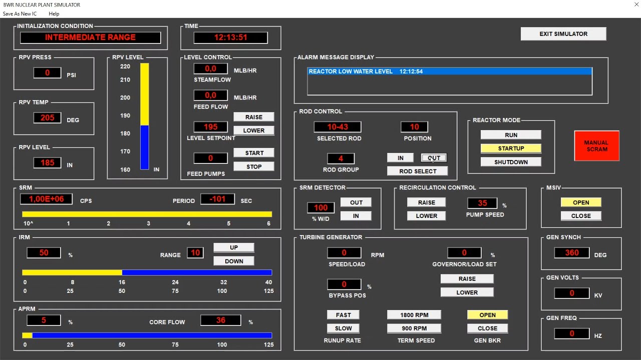 BWR Nuclear Plant Simulator Tutorial - 2/5 Reactor Heatup - YouTube