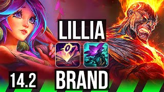 LILLIA vs BRAND (JNG) | 14/1/5, 68% winrate, Legendary | NA Grandmaster | 14.2