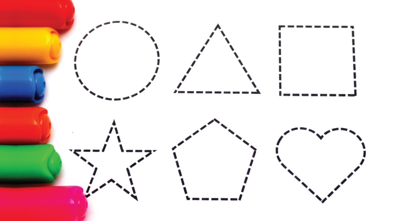 Learn 2D Shapes Drawing | Tracing Fun with Color | Circle, Star, Heart, Triangle, Pantagon, Square