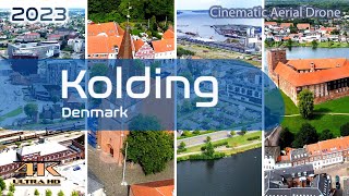 Kolding From Above - 4K Aerial Drone - Kolding Castle - Sankt Nicolai Kirke - 2023 Denmark