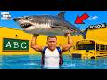 Franklin Brings a Big SHARK to His New School in GTA 5 ! in Telugu
