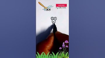 How to draw a dragonfly | Dragonfly drawing cute #shorts #shortsfeed  #shortvideo #tutorial #art