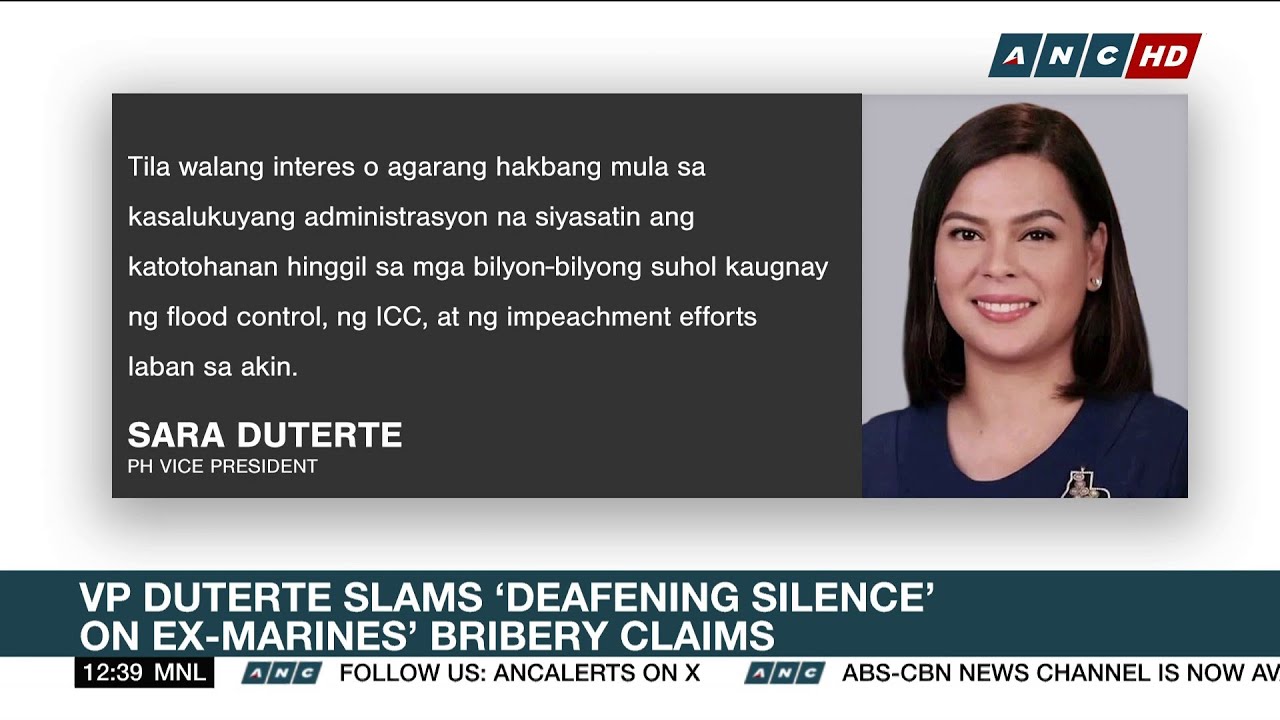 VP Duterte slams ‘deafening silence’ on ex-marines’ bribery claims | ANC