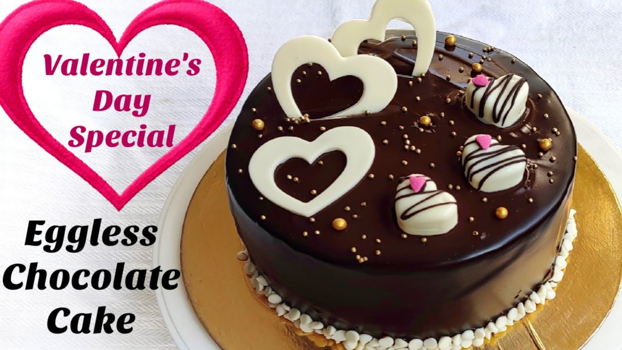 Valentine's Day Special Eggless Chocolate Cake || Chocolate Cake ...