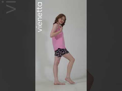 Купить Хлопковый комплект из майки и шорт VIENETTA 4091250911 в Украина в Lingerie.ua - Одяг для дому та відпочинку, Видео 1