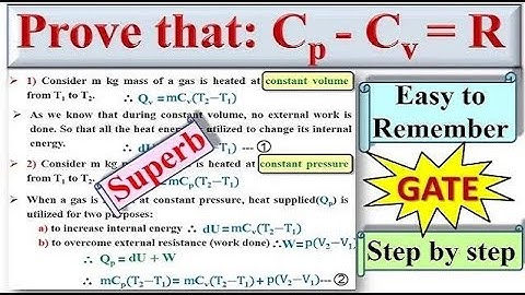 Cp-Cv=R, Relation between specific heats, Cp=Cv+R, GTU paper solution, #Mechanical #Imp