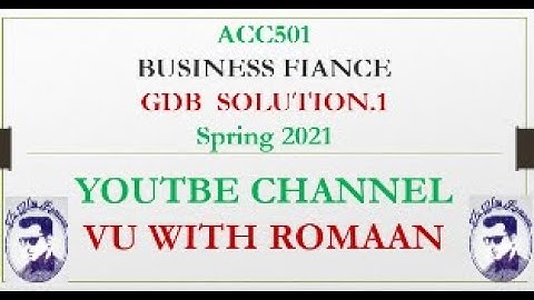 Business Finance –ACC501-GDB SOLUTION SPRING 2021//VU GDB SOLUTIONS