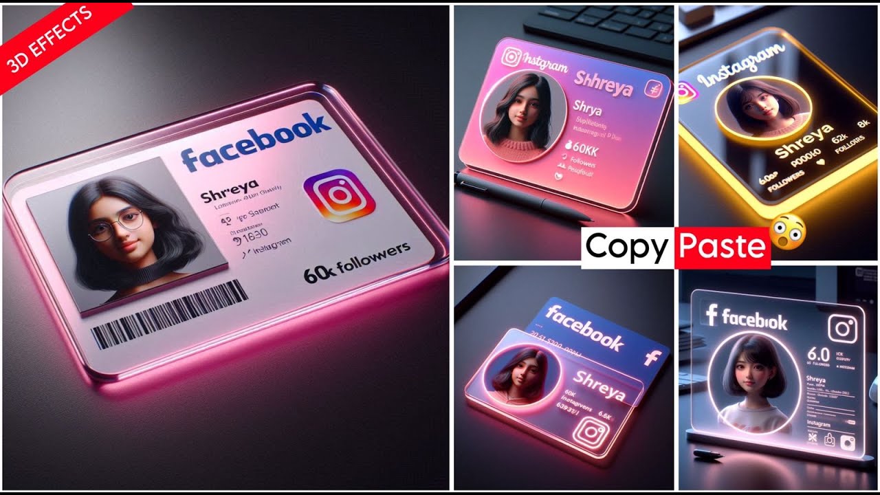 How to create Instagram Viral 3D Ai Social media ID cards | Just a ...