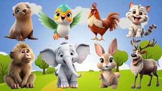 Baby Farm Animal Moments: Rabbit, Turtle, Wolf, Cat, Cow, Hen, Birds, Dog, Parrot, Fish, Ostrich