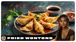 🥟 Crunchy Perfection: Homemade Fried Wontons 🥢Recipe in description.