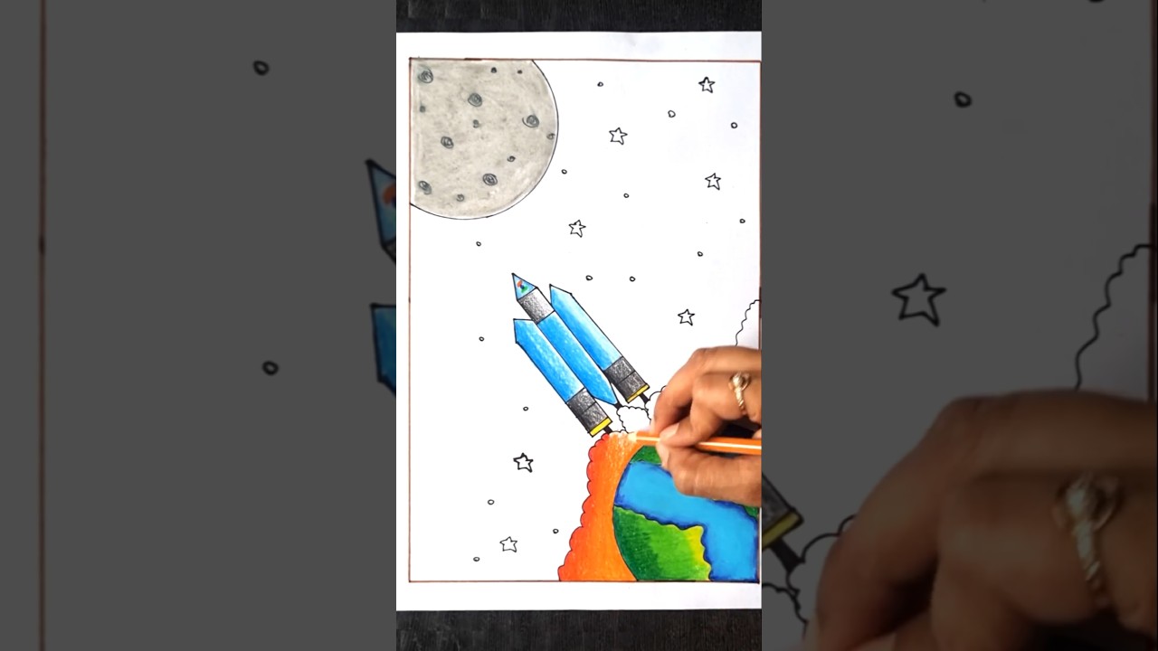 Moon day drawing easy/National moon day drawing poster 