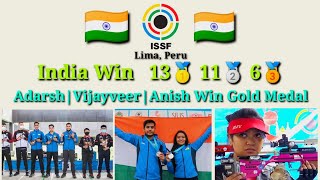 ISSF JUNIOR WORLD CHAMPIONSHIP. India is in Top in Medal tally. India won 13 gold & total 30 medal.