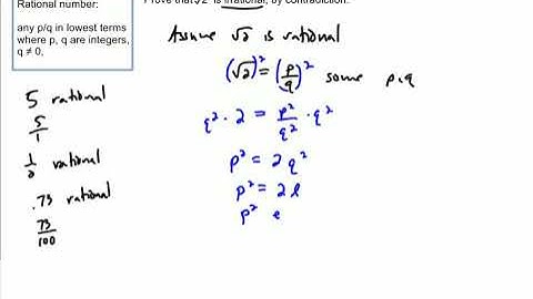 Proof by Contradiction: Square root of 2 Irrational (Not required)