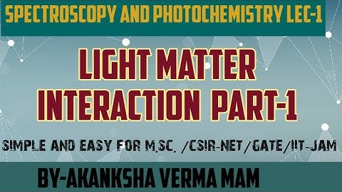 spectroscopy lecture series lec-1, light matter interaction, basics and laws of photochemistry, full