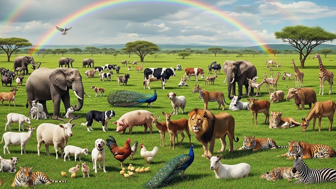 Adorable Farm Animals Kitten, Horse, Rabbit, Dog, Buffalo, Duck, Chicken, Cat  Animal Sounds