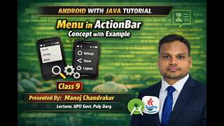Android with Java | Create Menu in ActionBar | Options Menu with Example | Class 9