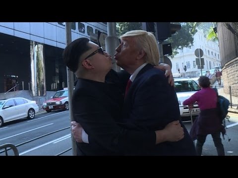 Trump and Kim Jong-Un impersonators hit Hong Kong