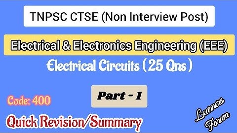 TNPSC EEE Electrical Circuits (Part 1) | Quick Review | Crack AE Non-Interview Post!