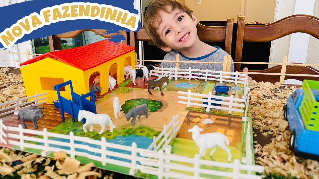 Nova fazendinha de brinquedo | Cavalo Boi Trator ovelha vaca fazenda | Som dos animais | Toy farm
