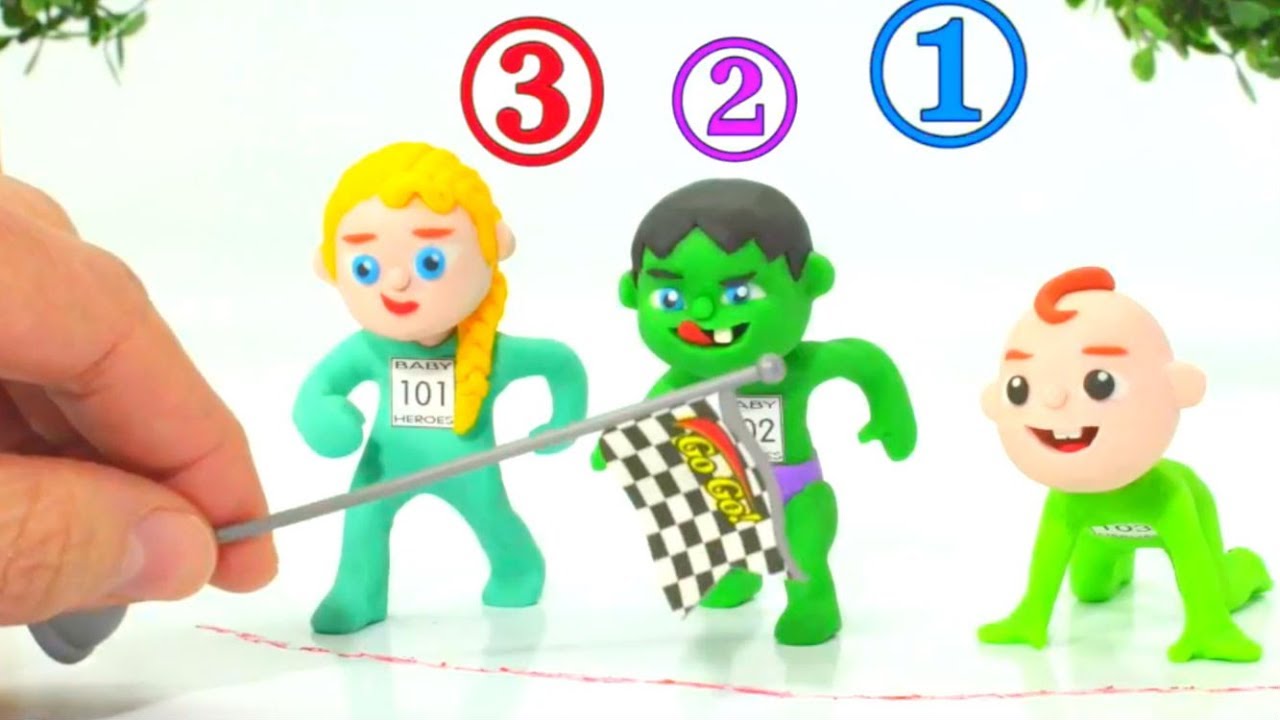 kids anka SUPERHERO BABIES BIG RACE ❤ Frozen Elsa & Superhero Cartoons For Kids ❤ Stop Motion Movies