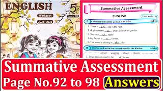 5th standard English workbook term 3 Summative Assessment Page No.92 to 98 l term 3 workbook Answer