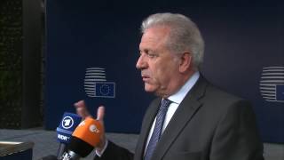 Doorstep by Commissionner Avramopoulos at the JHA Council, Brussels 27/3/2017