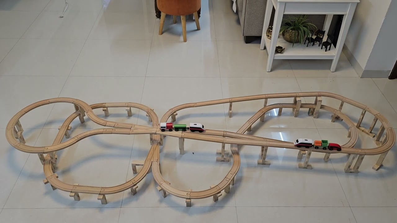 Lillabo IKEA Train Big Set with Jenga Blocks, 2 Trains
