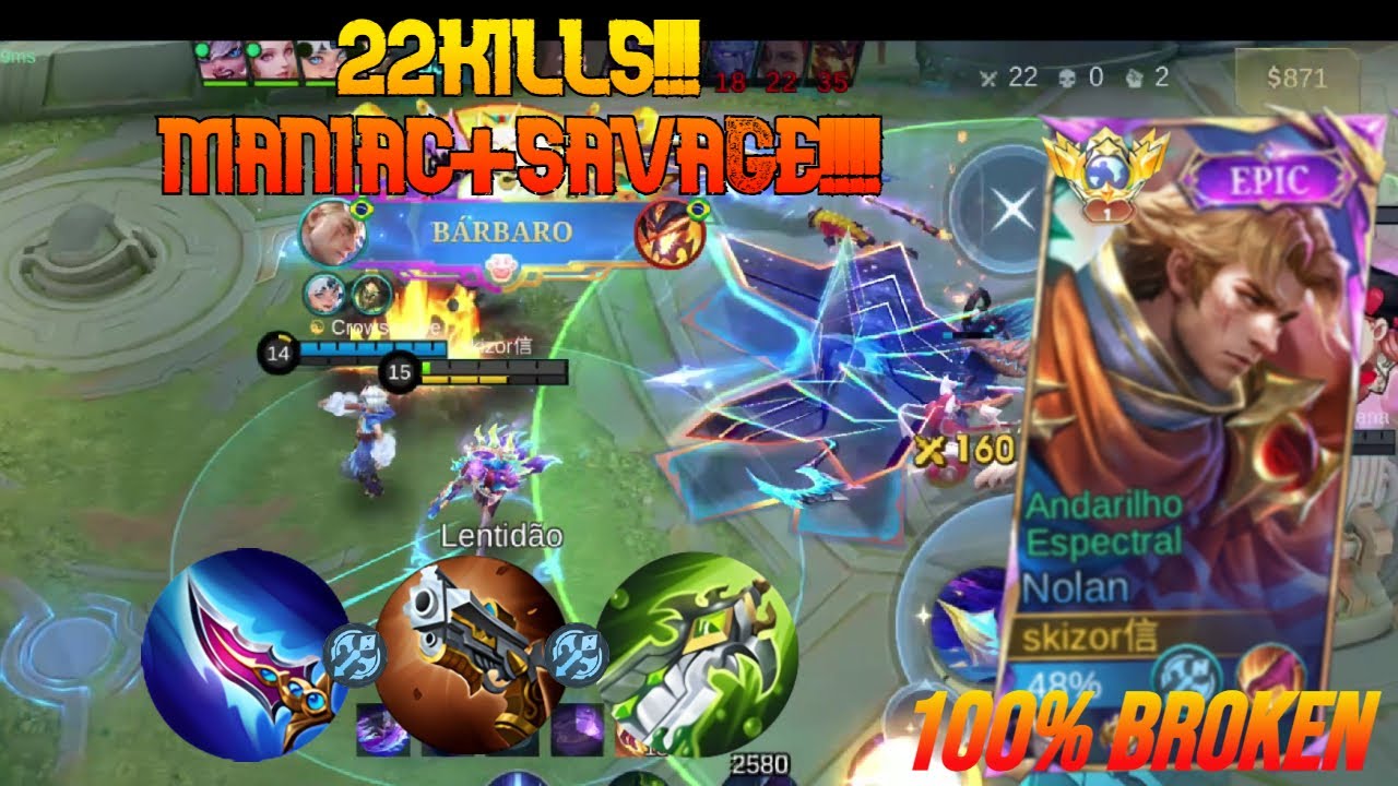 22KILLS!!! + SAVAGE E MANIAC.... ESTE NOLAN É UM CRIME!...    #mlbb2026  #NolanSavage
