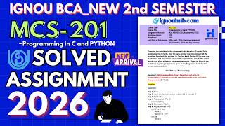 Mcs-201 Solved Ignment Jan-26July-26 Ignou Bcanew 2Nd Semester Solved Ignment 2026 Ignou