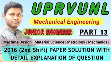 PART 13 | UPRVUNL JE Previous Year Paper Solution | UPRVUNL Mechanical JE Paper | UPRVUNL JE 2021