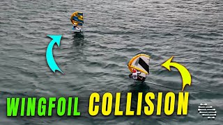 Two Wingfoil Riders Collide at the Finish Line