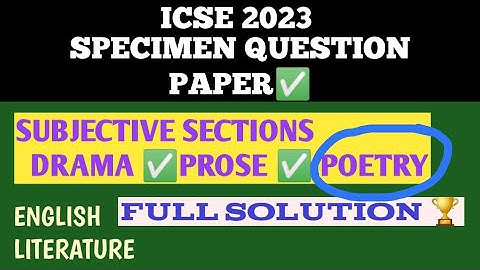 ICSE | 2023 |  SPECIMEN QUESTION PAPER| ENGLISH LITERATURE | SOLVED | SECTION D | POETRY