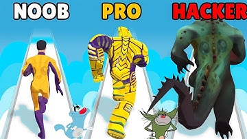 Noob vs Pro vs Hacker in power rush 3d with oggy and jack||oggy game