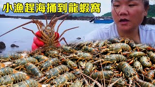 小漁無人島趕海發現龍蝦窩，竟還有遍地螃蟹，輕鬆爆桶撿到手軟【漁小仙】