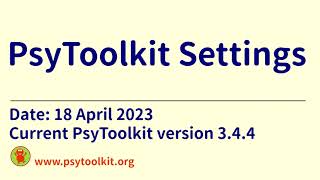 How to use the settings menu. PsyToolkit tutorial for version 3.4.4.