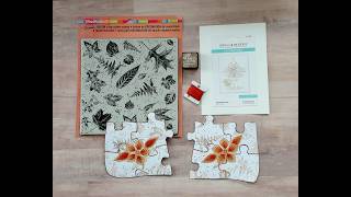 #50stackchallenge8 @craftycat7212 /Rust/Puzzle Piece/Spellbinders Stitched Flowers/Puzzle Pocket