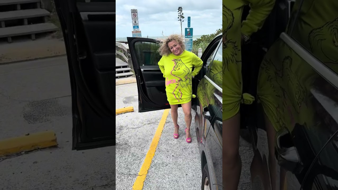 A nice day at the beach making content in pantyhose and heels. 