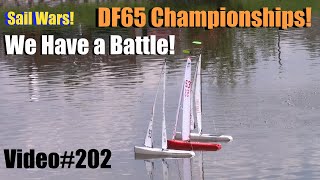 Sail Wars! Tie? 2022 R2 Championship, Race 12, Video#202, DF65 RC Sailboat Racing.