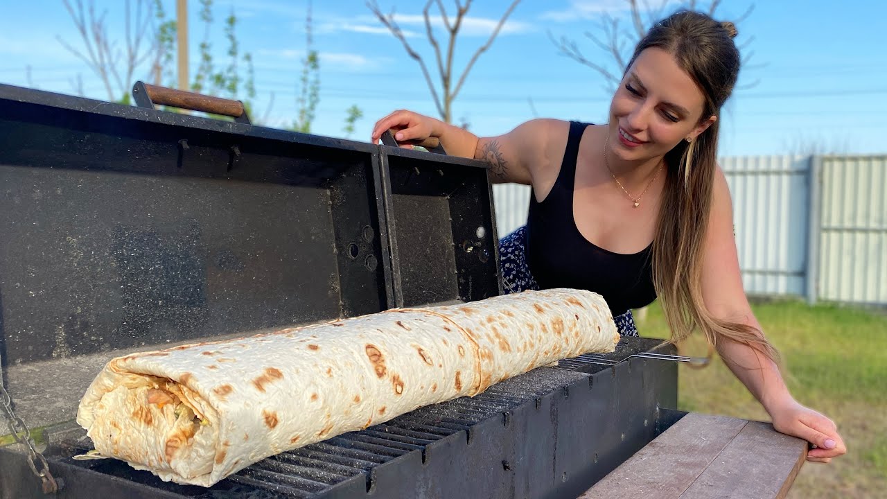 Giant Chicken Shawarma On Fire | Village Life ASMR