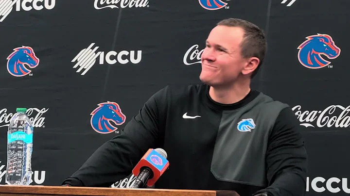 Boise State coach Spencer Danielson talks after 30-7 loss to Fresno State 